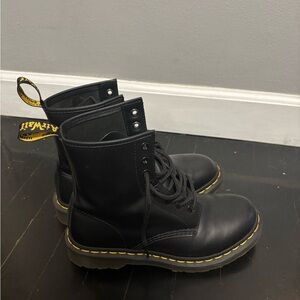 Dr. Martens 1460 Black Boots with Yellow Stitching Hard leather
